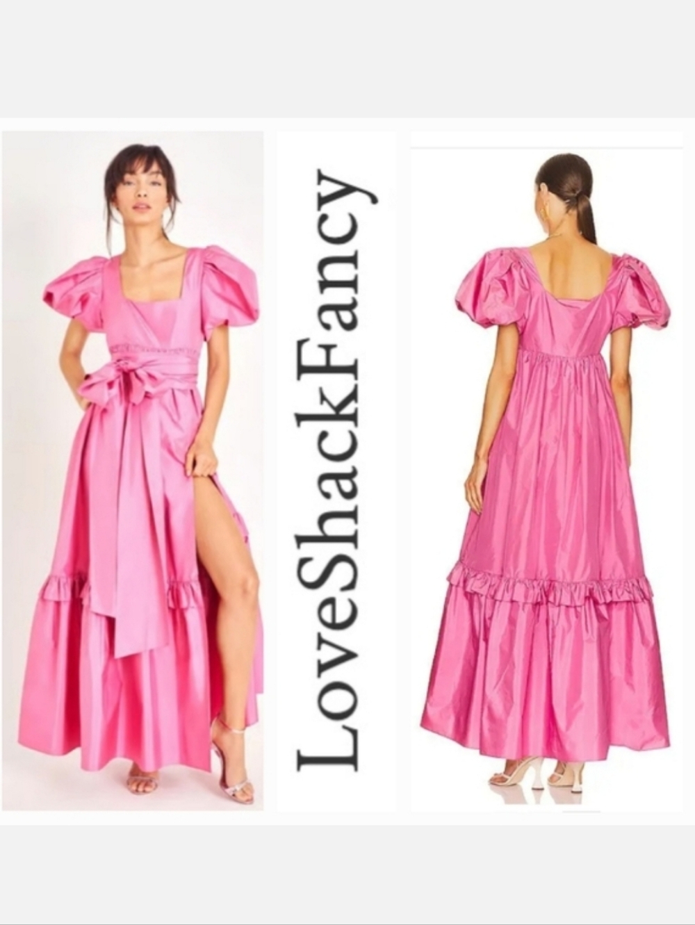 LoveShackFancy Silk Doutzen Maxi Dress Coquette Pink Rose Sz 6